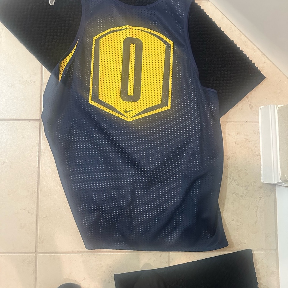 Nike Blue and Yellow Men's Tank Top